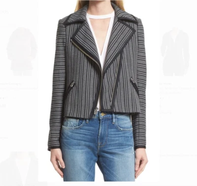 CHAQUETA VERONICA BARBA VERTICAL RAYAS MOTO ASIMÉTRICA AZUL MARINO/NEGRA talla 4 Foto 1 de 3