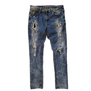 Vaqueros de mezclilla Krome Supplement para hombre elásticos azul en dificultades talla 34x32 - Imagen 1 de 19