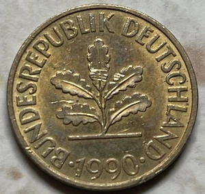 Germany-Federal Republic 10 Pfennig 1990 Brass Clad Steel  - Picture 1 of 2