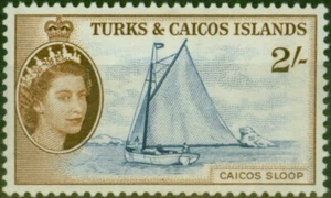 Turks & Caicos Islands 1957 2s Deep Ultramarine & Brown SG248 Fine MNH - Picture 1 of 1