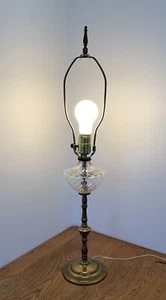 Vintage WESCAL Brass Glass Candlestick Style 24” Table Lamp - Picture 1 of 11