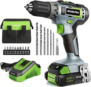 20V Cordless Drill Driver Kit, 3/8'' Keyless Chuck, 2.0 Ah Li-Ion Battery, 1 Hou - Picture 1 of 7