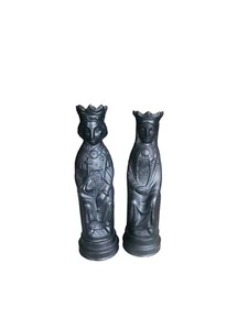 EUC Vintage Wedgwood King & Queen Chess Pieces In Black Basalt - Picture 1 of 13
