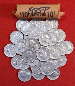 1985-P Washington Quarters 40 Coin roll Circulated - Picture 1 of 6