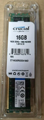 Crucial by Micron 16GB DDR3-1866 1.5v 240p Ram CT16G3ERSDD4186D ECC - Image 1 of 2
