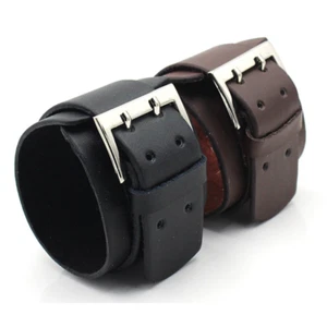 Brazalete de pulsera de cuero ancho punk para hombre ajustable - Imagen 1 de 11