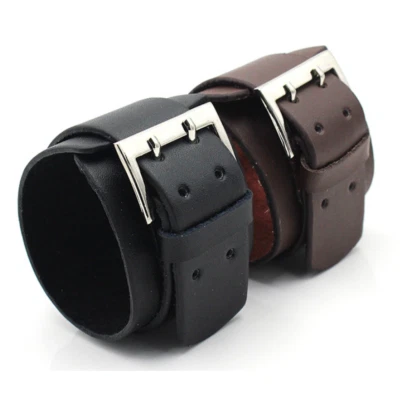 Bracelete masculino de couro punk largo bracelete ajustável - Imagem 1 de 4