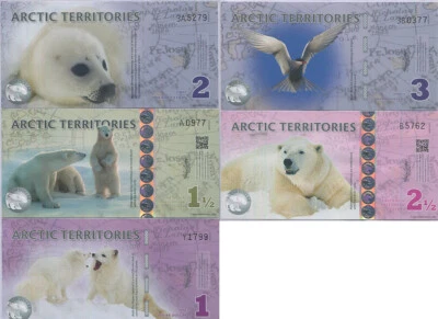 Arctic Territories SET 5 PCS 1 1.5 2 2.5 3 Dollars 2012-2014 POLYMER FANTASY - Image 1 of 2