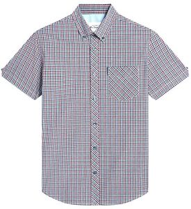 Ben Sherman Men's Short Sleeve Mini Mod Check Shirt in Red, Sizes 2XL to 8XL