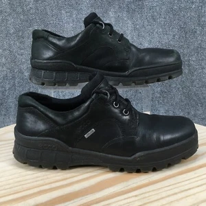 Ecco Track Shoes Mens 46 Casual Oxford Comfort Black Leather Lace Up Low Top - Picture 1 of 16