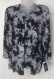 Alex Evenings Women's Black White Sparkle Jacket & Tank Size Sm - Picture 1 of 12