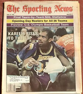 APRIL 16, 1984 SPORTING NEWS  LOS ANGELES LAKERS KAREEM ABDUL-JABBAR ON COVER - Picture 1 of 1