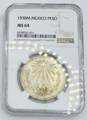 1938M MEXICO PESO MS64 NGC - Image 1 of 2