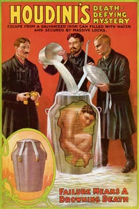 VINTAGE HOUDINI'S IRON CAN ESCAPE MAGIC AD POSTER PRINT 36x24 9MIL PAPER - Picture 1 of 3