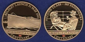 Cook Islands 2x Gold Plated 2012 $1 Dollar Coins, Titanic Centenary (Ref. t7249) - Picture 1 of 2