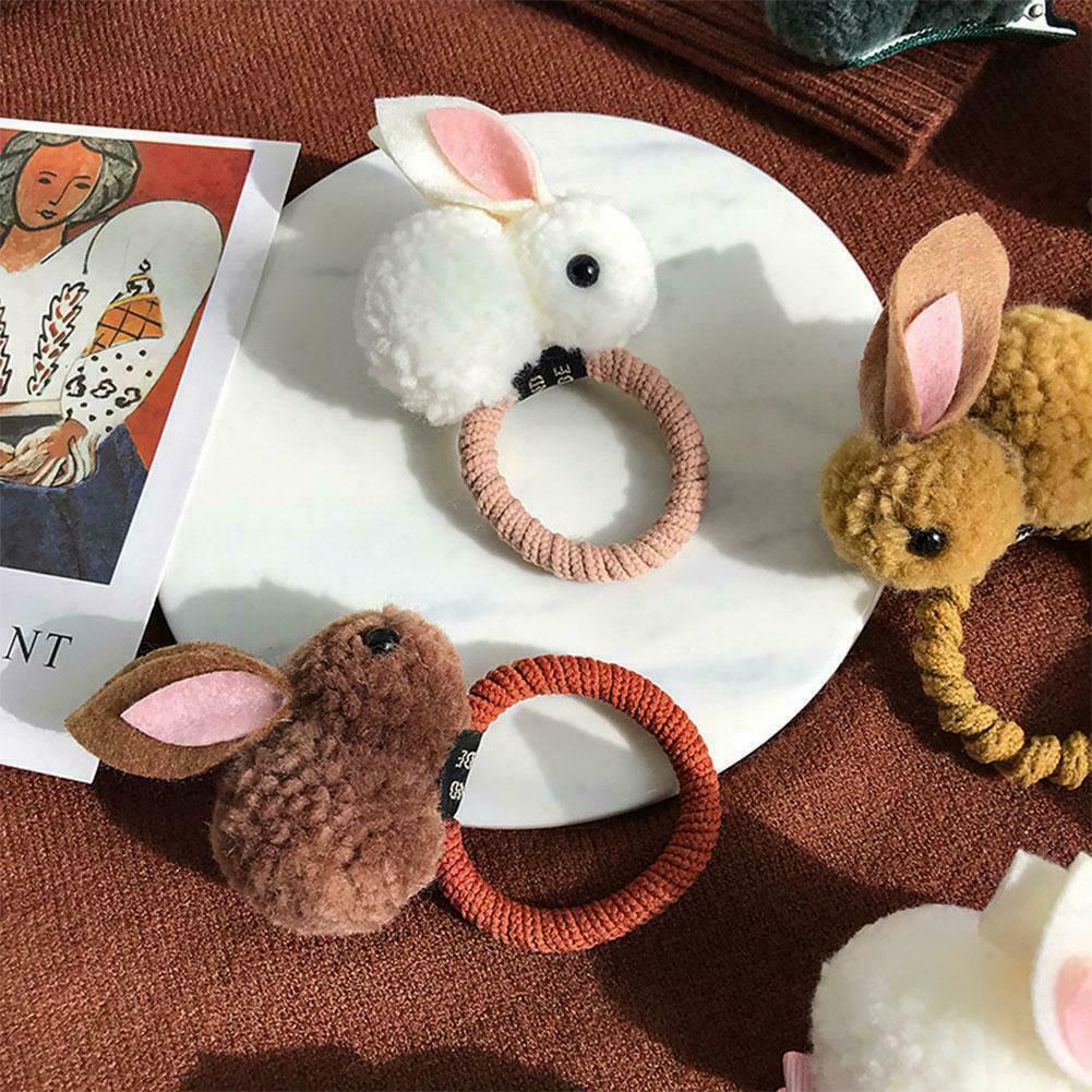 Women Cute Bunny Hair Bows Girls Curly Elastic Hair Hair Bands Tie Hair  C8K3 | eBay