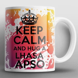 Keep Calm And Hug A Lhasa Apso Mug Mugs Dog Dogs Puppy Pets Animals Cup Gift - Picture 1 of 2