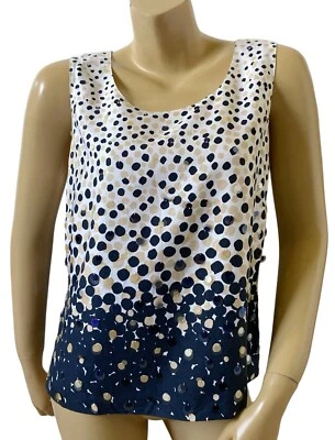 Camiseta sin mangas ELLEN TRACY para mujer talla 10 lentejuelas lunares seda Foto 1 de 4