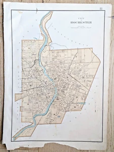 Antique 1895 Original City of Rochester New York Map Lithograph by Julius Bien - Picture 1 of 4