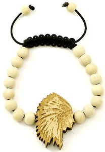 Chief Nuevo Brazalete Natural Buena Madera Estilo Ajustable Macrame con Cuentas de 10 mm - Imagen 1 de 13