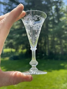 One Antique Saint Louis Crystal Massenet Etch Small Sherry Wine Cordial - Picture 1 of 10