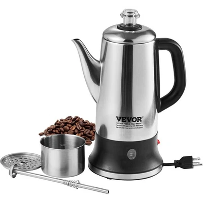 VEVOR 12-Cup Electric Percolator Coffee Pot Stainless Steel Body Coffee Maker - Image 1 of 4