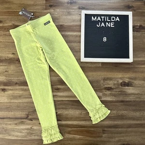 NWT Matilda Jane Enchanted Garden On Point Dot Green Knit Leggings Pants Ruffle  - Picture 1 of 7