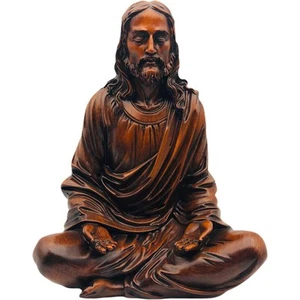 Jesus Statue 10" Medium Wood - Meditation Statue Jesus Decor - Jesus Figurine... - Picture 1 of 9