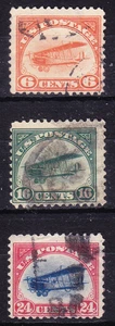 US Scott C1 -C3 old 6c-24c Curtiss Jenny air mail stamps U/F-VF CV $90 - Picture 1 of 1
