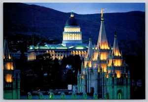 Postcard Salt Lake City Utah Temple Spires Capitol Dome Frank Jensen - Picture 1 of 2