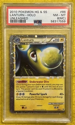 PSA 8(MC) 2010 Pokémon HG&SS Lanturn Holo Unleashed #86 NM-MT Prime Miscut POP 1 - Image 1 of 2