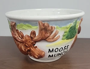 Harry & David Moose Munch Bowl Large Popcorn Salad Snack Serving Ceramic 9”x 6” - Picture 1 of 6
