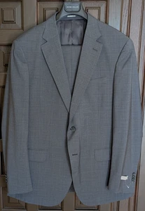 PETER MILLAR 100% Wool Suit, Grey Check, Size 44 R NWOT - Picture 1 of 8