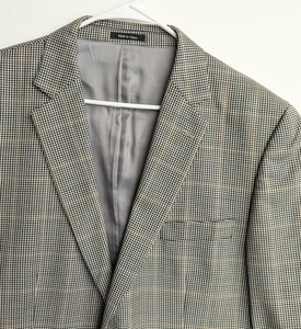 JOSEPH & FEISS GOLD Vtg Gingham Check Windowpane BLAZER SUIT COAT JACKET 44L - Picture 1 of 10