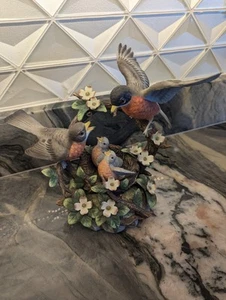 Vintage Robin Bird Family In Nest Music Box By San Francisco Music Box Co.  - Picture 1 of 15
