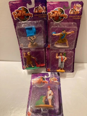 NEW 1993 Mattel Lot of 5 The Flintstones Fred Wilma Barney Bamm Bamm 3" Figures Cover