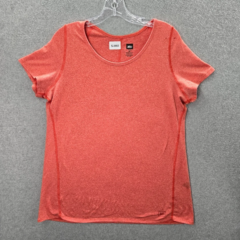 Camiseta REI feminina Activewear XL laranja manga curta gola redonda pulôver LEIA - Imagem 1 de 4