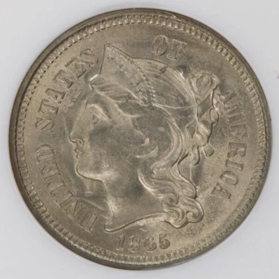 1865 Three Cent Nickel 3CN NGC MS64 Sweet original coin - Old Holder! - Image 1 of 3