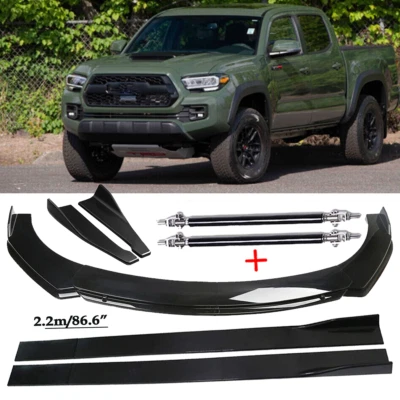 Front Bumper Lip Spoiler Side Skirts Rear Lip Glossy Black For Toyota tacoma Foto 1 de 4
