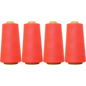 4 BIG CONES NEON CORAL SERGER SEWING THREAD 2750 YD TEX 27 40S/2- THREADART - Picture 1 of 8