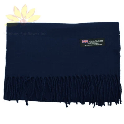 Men Women Unisex 100% Cashmere Warm Plain Scarf Pure Solid Color Wool Scotland - Image 1 of 3