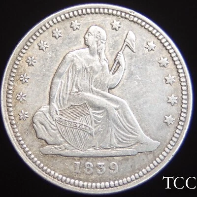 1839 SEATED LIBERTY QUARTER ~ STUNNING LUSTROUS 25c COIN ~ FREE SHIPPING TCC - Image 1 of 4