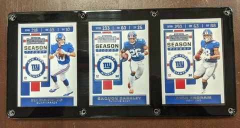 NEW YORK GIANTS 3 CARD PLAQUE ELI MANNING SAQUON BARKLEY EVAN ENGRAM Cover