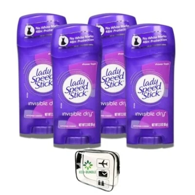 Lady Speed Stick Ducha Fresco Antitranspirante 2.3oz Paquete de 4 Eco-Paquete Bolsa TSA Foto 1 de 4
