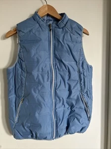 Island Green Reversible Padded Golf Gilet Vest Blue Print M Windproof - Picture 1 of 11