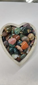 100pcs!!! Lot Of Jasper & Agate Hearts Pegged And Ringed ASSORTEDFree Fast Ship - Picture 1 of 4