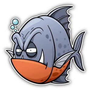 Angry Fish Cartoon Car Bumper Sticker Decal - "SIZES" - Picture 1 of 1