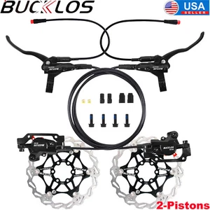 BUCKLOS HD-E635 E-Bike Hydraulic Brake MTB 2-Pistons Front&Rear 1100mm/1800mm - Picture 1 of 9