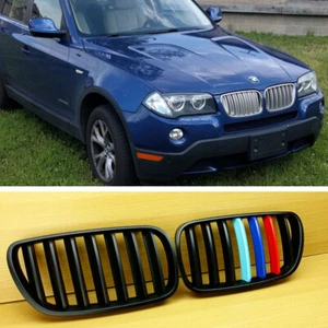 For BMW E83 X3 SUV LCI Matte Black+M-Color Front Kidney Grille Grill 2007-2010 - Picture 1 of 6