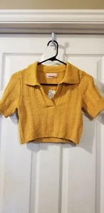 Urban Outfitters Womens Shirt Cropped Small New With Tag Yellow Sweater - Picture 1 of 5